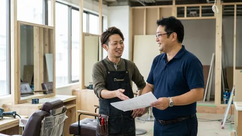 美容院オーナーとの現場打ち合わせ